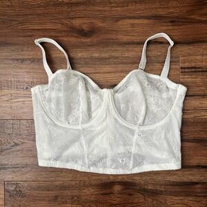 Skims White lace Bralette Corset Top Underwire Sheer Women Lingerie Coquette